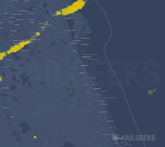 Hail map for Palm Bay, FL