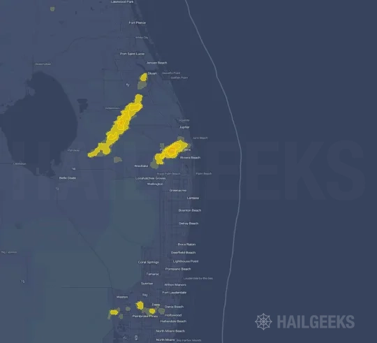Hail map for West Palm Beach, FL