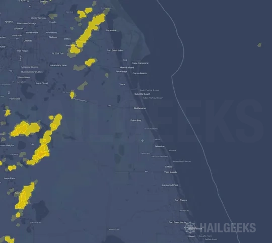 Hail map for Palm Bay, FL