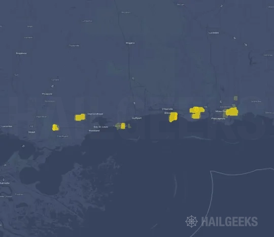 Hail map for Gulfport, MS