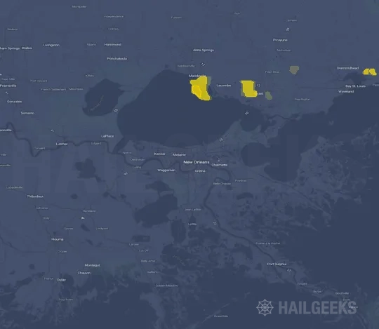 Hail map for New Orleans, LA on Mar 29, 2022