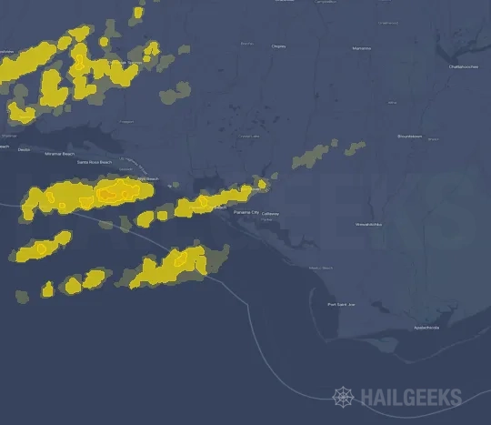 Hail map for Panama City, FL