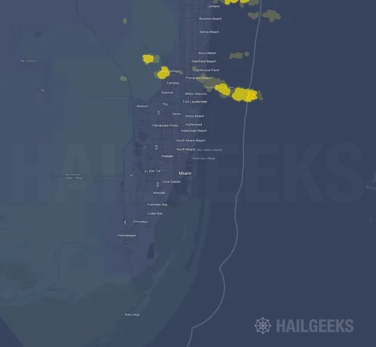 Hail map for Miami, FL