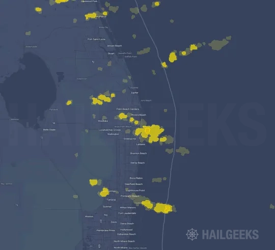 Hail map for West Palm Beach, FL