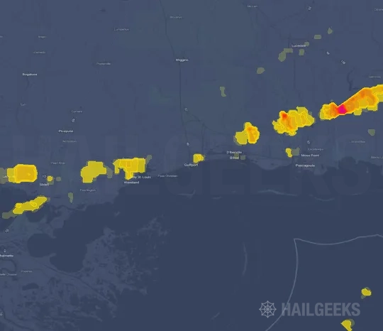 Hail map for Gulfport, MS