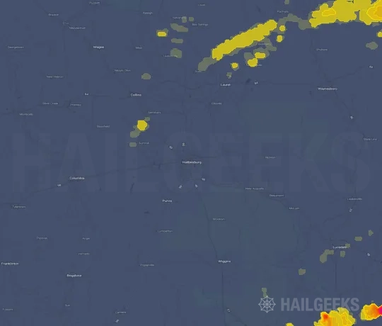 Hail map for Hattiesburg, MS