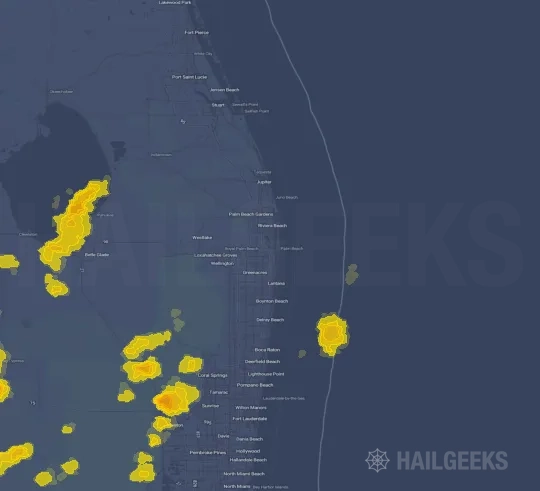 Hail map for West Palm Beach, FL