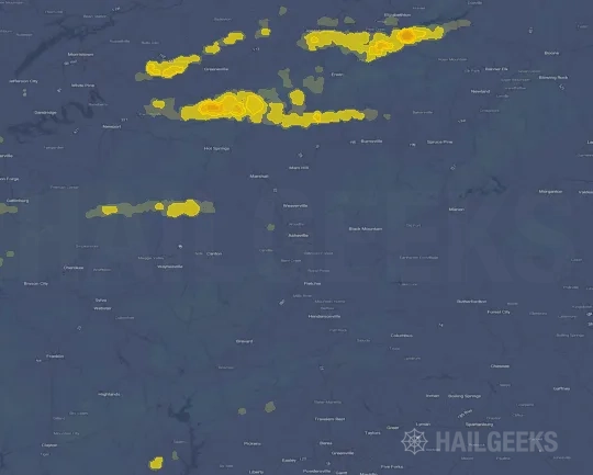 Hail map for Asheville, NC