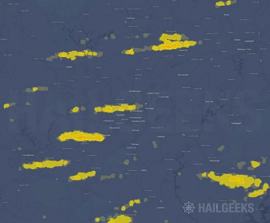 Hail map for Birmingham, AL