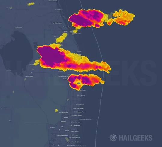 Hail map for West Palm Beach, FL