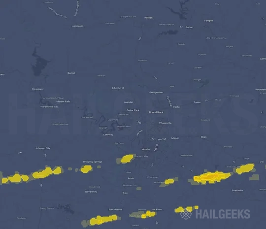 Hail map for Austin, TX
