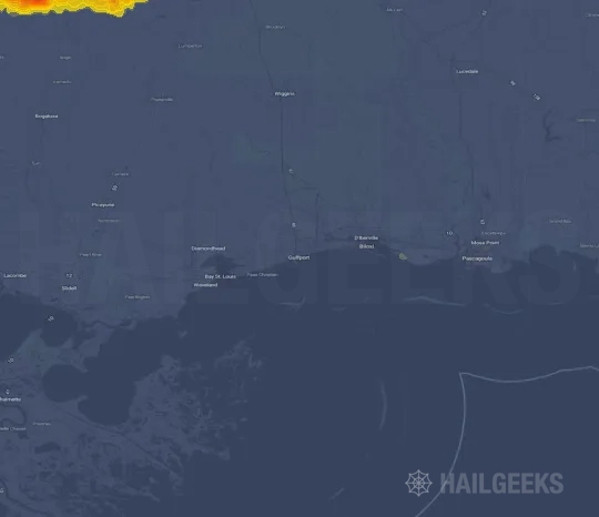 Hail map for Gulfport, MS on Apr 15, 2022