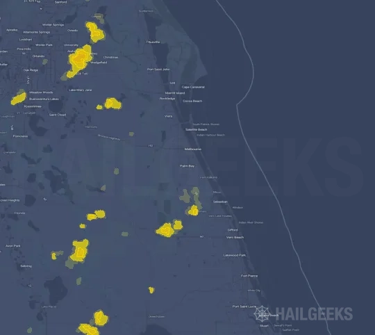 Hail map for Palm Bay, FL