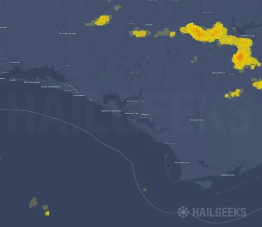 Hail map for Panama City, FL
