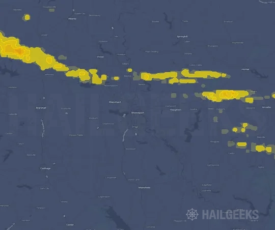 Hail map for Shreveport, LA