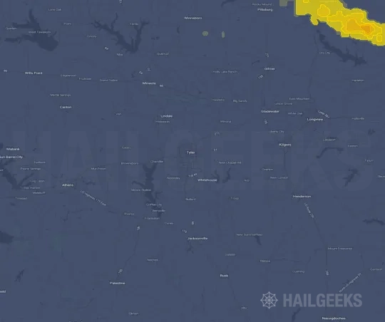 Hail map for Tyler, TX
