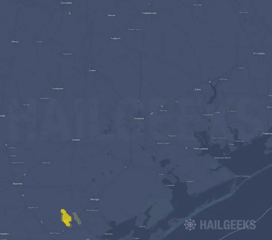 Hail map for Victoria, TX