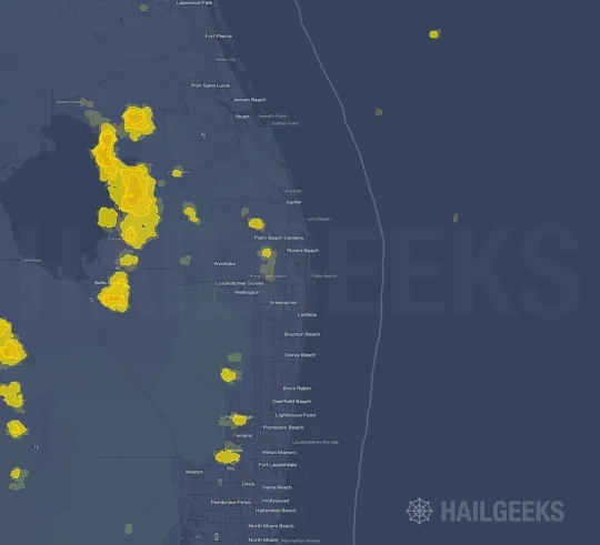 Hail map for West Palm Beach, FL