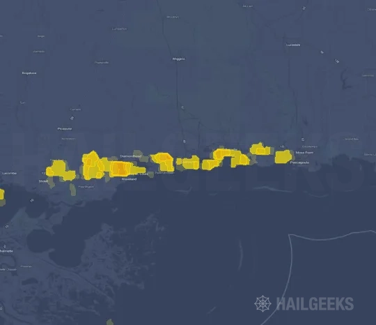 Hail map for Gulfport, MS