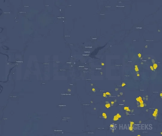 Hail map for Jackson, MS