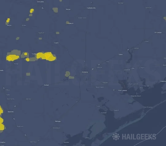 Hail map for Victoria, TX
