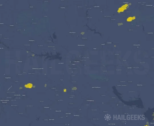 Hail map for Columbia, SC