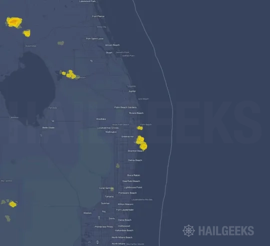 Hail map for West Palm Beach, FL