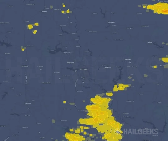 Hail map for Shreveport, LA