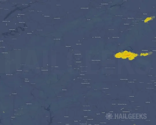 Hail map for Asheville, NC