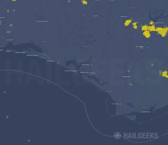 Hail map for Panama City, FL
