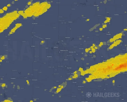 Hail map for Oklahoma City, OK
