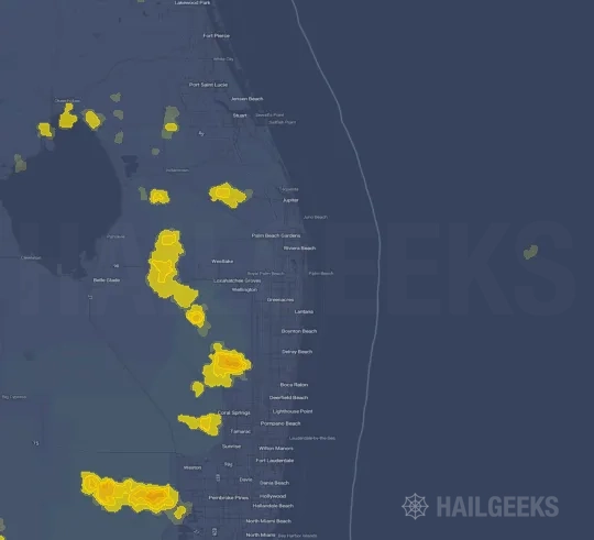 Hail map for West Palm Beach, FL