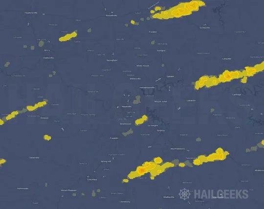 Hail map for Nashville, TN