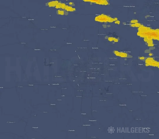 Hail map for San Antonio, TX