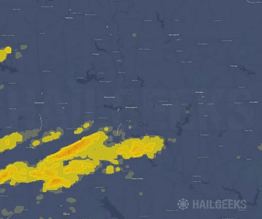 Hail map for Shreveport, LA