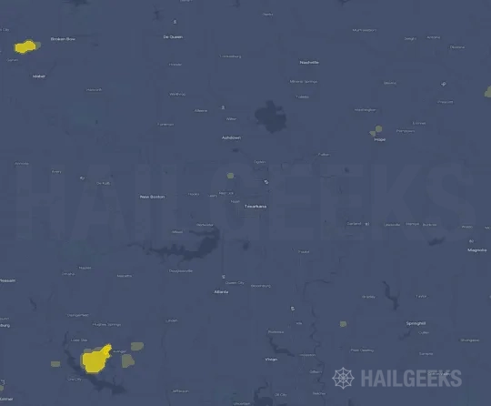 Hail map for Texarkana, TX