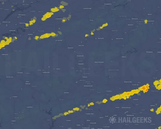 Hail map for Asheville, NC