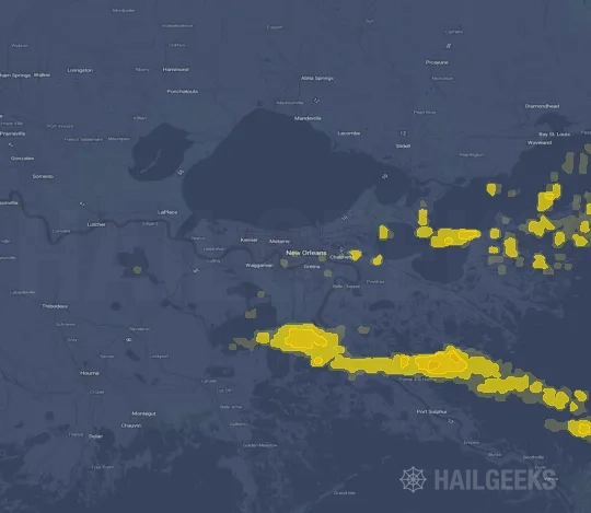 Hail map for New Orleans, LA on May 6, 2022