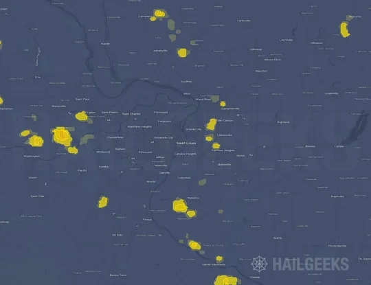 Hail map for Saint Louis, MO