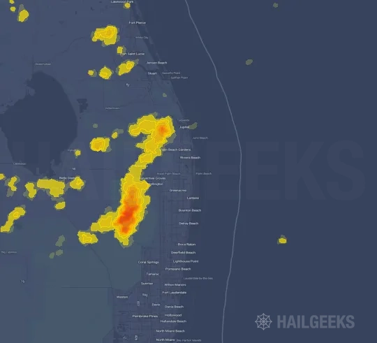 Hail map for West Palm Beach, FL