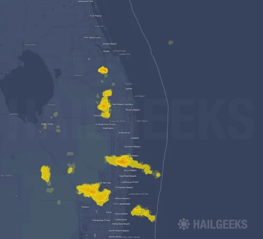 Hail map for West Palm Beach, FL