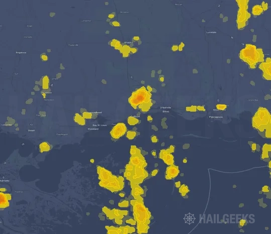 Hail map for Gulfport, MS