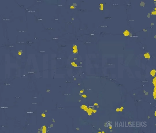 Hail map for Hattiesburg, MS