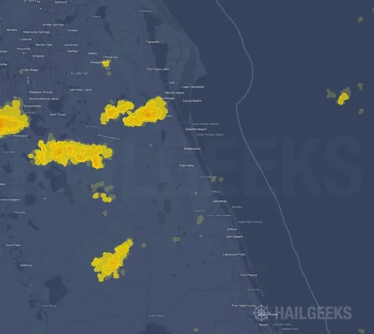 Hail map for Palm Bay, FL