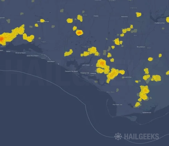 Hail map for Panama City, FL