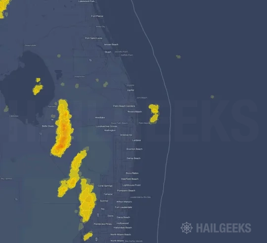 Hail map for West Palm Beach, FL