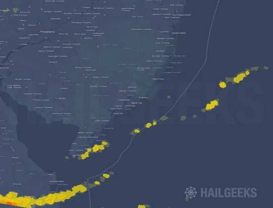 Hail map for Atlantic City, NJ on May 16, 2022