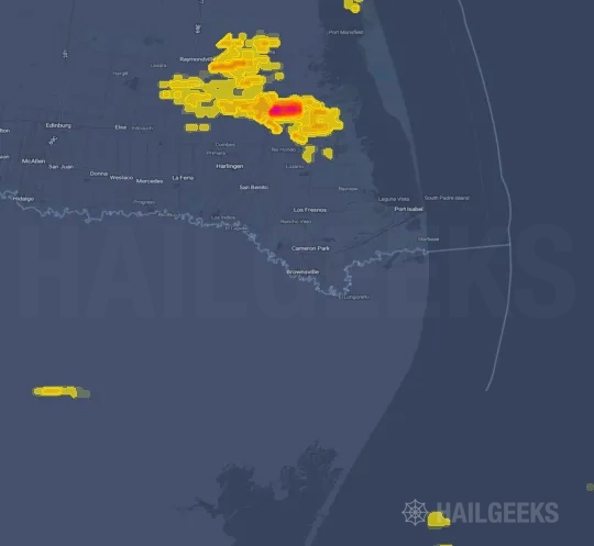 Hail map for Brownsville, TX