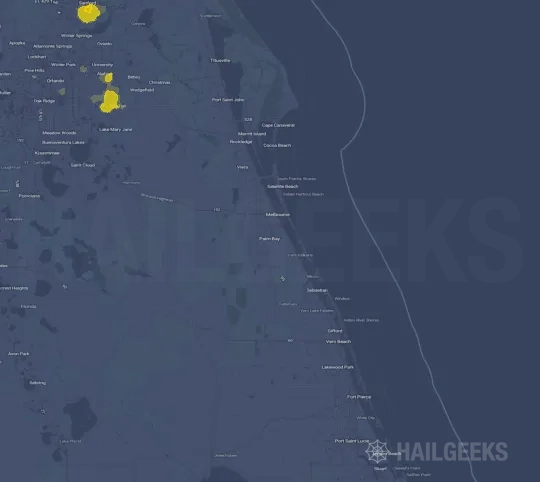 Hail map for Palm Bay, FL