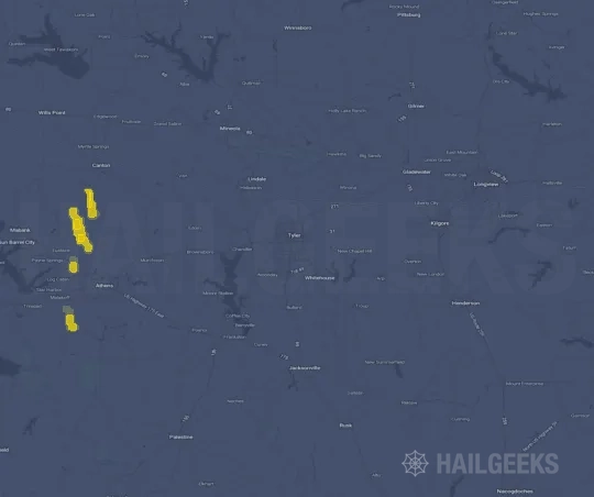 Hail map for Tyler, TX